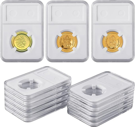 10-Pack 18mm Coin Slab Display Holder, Clear Acrylic Storage Case for Seated Liberty, Barber, Winged Liberty (Mercury), Roosevelt Dimes and Other 18mm Coins, Four-Point Fixation Coin Collection Box