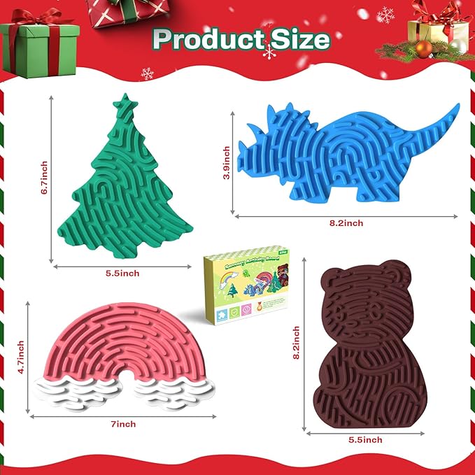 4Pcs Sensory Activity Board,Silicone Sensory Toys for Calming, Stress, Anxiety, ADHD, Autism,Fidget Toys for Inspire Kid's 3+ Creative Talents,Duble Sided Design Kids Busy Board