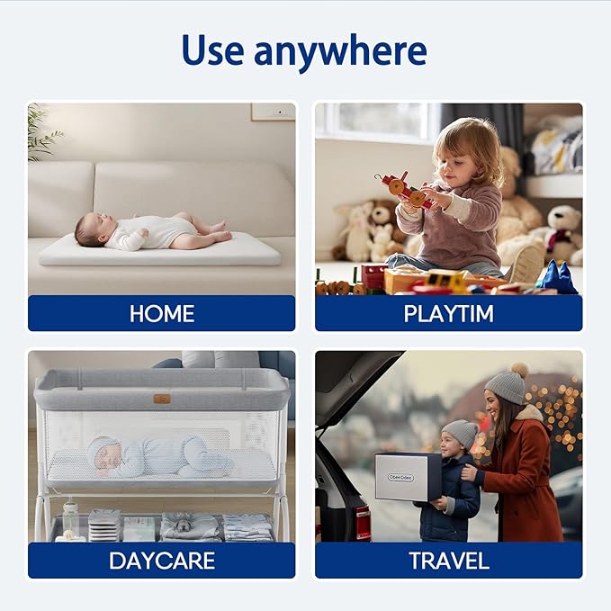 35x20x1.5 Breathable Crib Mattress Protector, Gel Memory Foam Toddler Mattress, Portable Crib Mattress Cover with Sheet for Mini Cribs & Baby Bassinet (Gray)