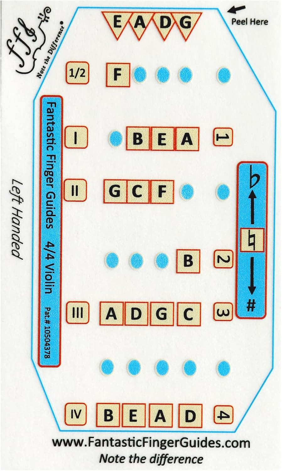 Fantastic Finger Guide for Violins Kids/Adult Beginner | Stringed Musical Instruments | Fingerboard and Fretboard Stickers for Learning All Notes | Play or Fiddle (LH 4/4)