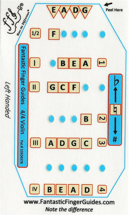 Fantastic Finger Guide for Violins Kids/Adult Beginner | Stringed Musical Instruments | Fingerboard and Fretboard Stickers for Learning All Notes | Play or Fiddle (LH 4/4)
