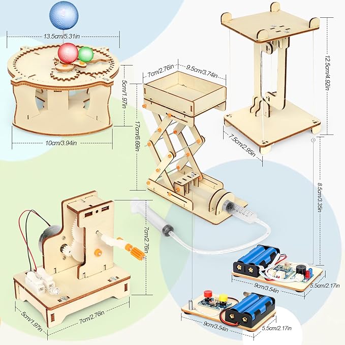 5 in 1 STEM Kits Projects for Kids, STEM Toys Crafts for Boys, Girls, Ages 8+, Science Building Toys Kits for Kids, 3D Wooden Puzzles, Birthday Gift for Boys Girls 8 9 10 11 12 Years Old