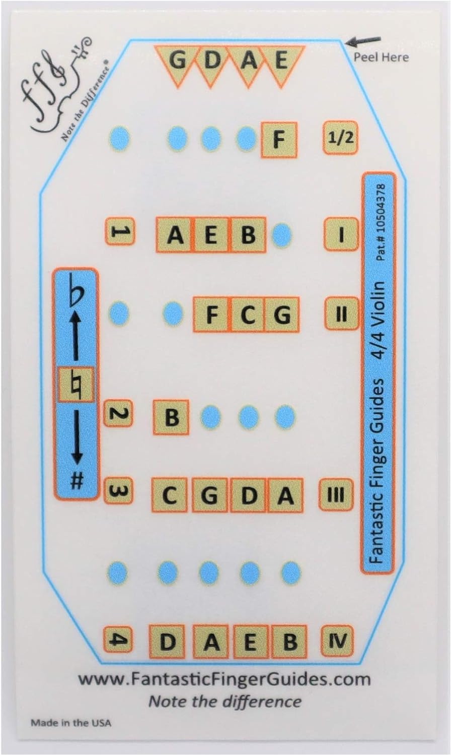 Fantastic Finger Guide for Violins Kids/Adult Beginner | Stringed Musical Instruments | Fingerboard and Fretboard Stickers for Learning All Notes | Play or Fiddle, 4/4-Size