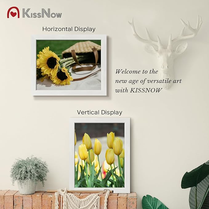 11x14 Picture Frame 2 Pack, White Solid Wood, Wall Gallery Poster Frame