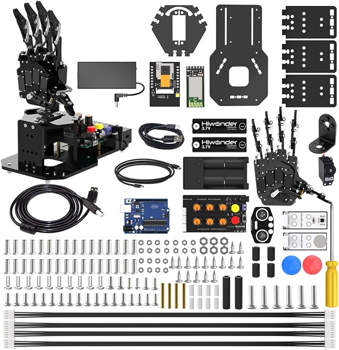 Robot Hand with Arduino Open Source AI Bionic Robotic Hand Five Fingers Solely Movement Mechanical Arm DIY Smart Robot & Engineering Kits, Science/Coding/Programming Set, Standard Kit