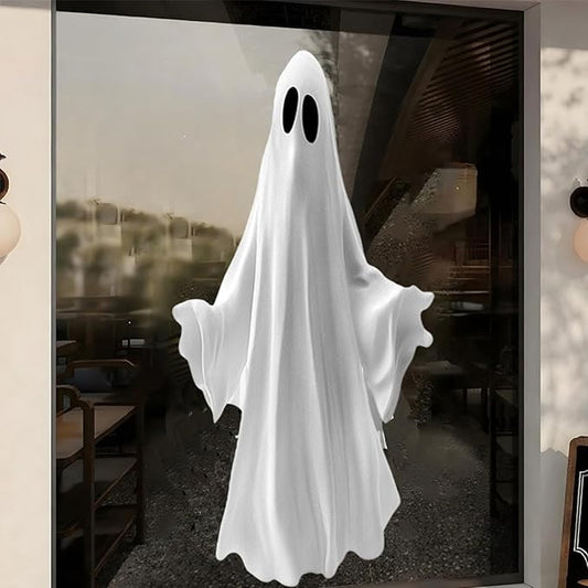 Halloween Window Clings for Glass 1 Sheets Ghost Window Decals Spooky Window Stickers Reusable Windows Cling for Halloween Fall Party Supplies Home School Office Glass Decorations