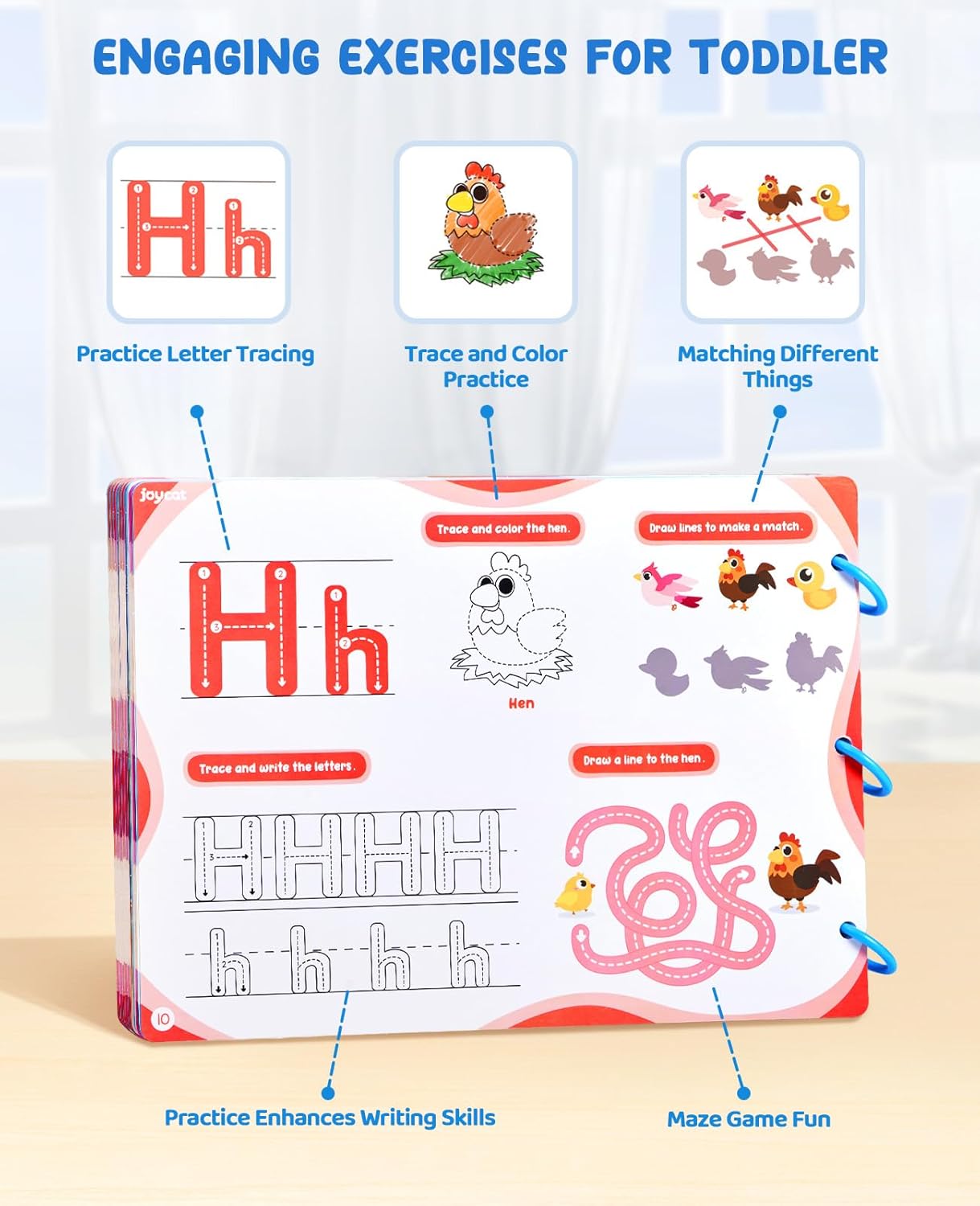 JoyCat Preschool Learning Activities 48 Reusable Pages, Handwriting Practice for Kids Toddlers, Tracing Letter Number Workbooks, Educational Autism Busy Book, Learning Gift Toys for 3 4 5 Year Olds