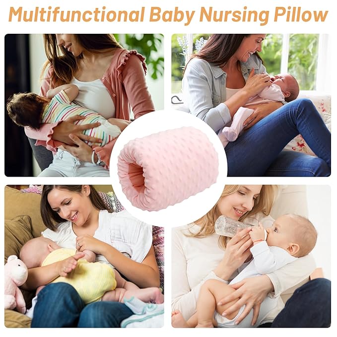 KAKIBLIN Baby Feeding Arm Pillow,Baby Nursing Arm Breastfeeding Pillows Support for Newborn Mom and Babies,Portable and Washable,Ergonomic Nursing Essentials, Travel Pillows for Newborn (Pink A/B)
