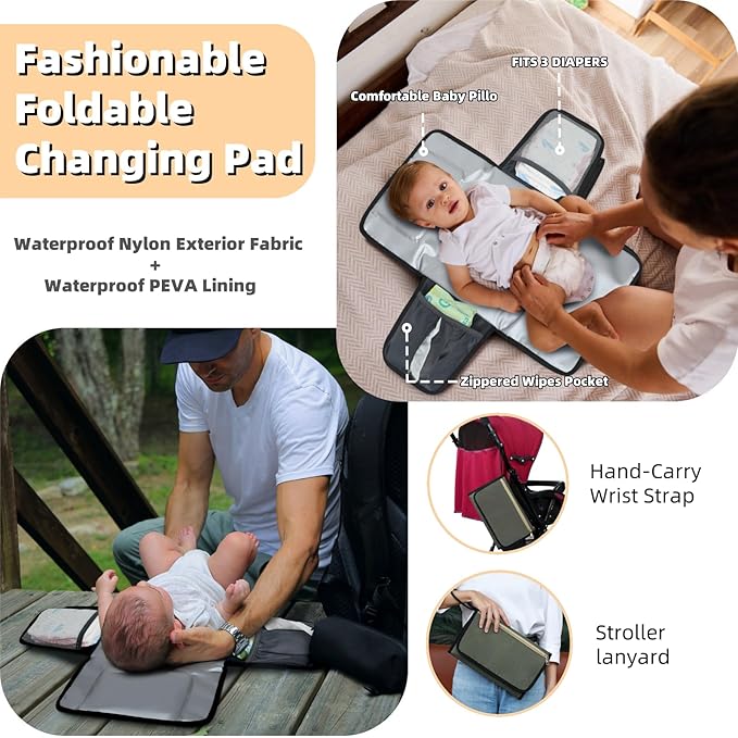 Diaper Bag Backpack with Changing Pad, Pacifier Case, Baby Bag for Boy Girl Toddler - Large, Stylish, Waterproof Travel Quilted Diaper Bag for Mom - Baby Shower - Army Green