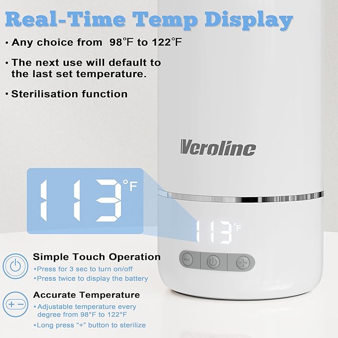 Portable Bottle Warmer, 17 Oz Travel Bottle Warmer with Super Fast Charging, Rechargeable Baby Bottle Warmer with Adjustable Temp & Keep Warm for Formula, Cordless Water Warmer Outdoor