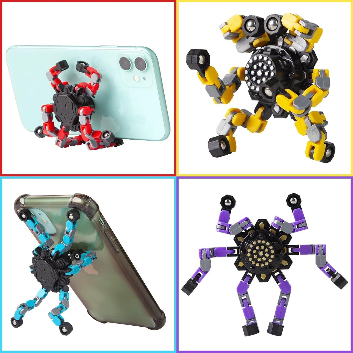 Transformable Fidget Spinners 2 Pcs for Kids and Adults Stress Relief Sensory Toys for Boys and Girls Fingertip Gyros for ADHD Autism for Kids