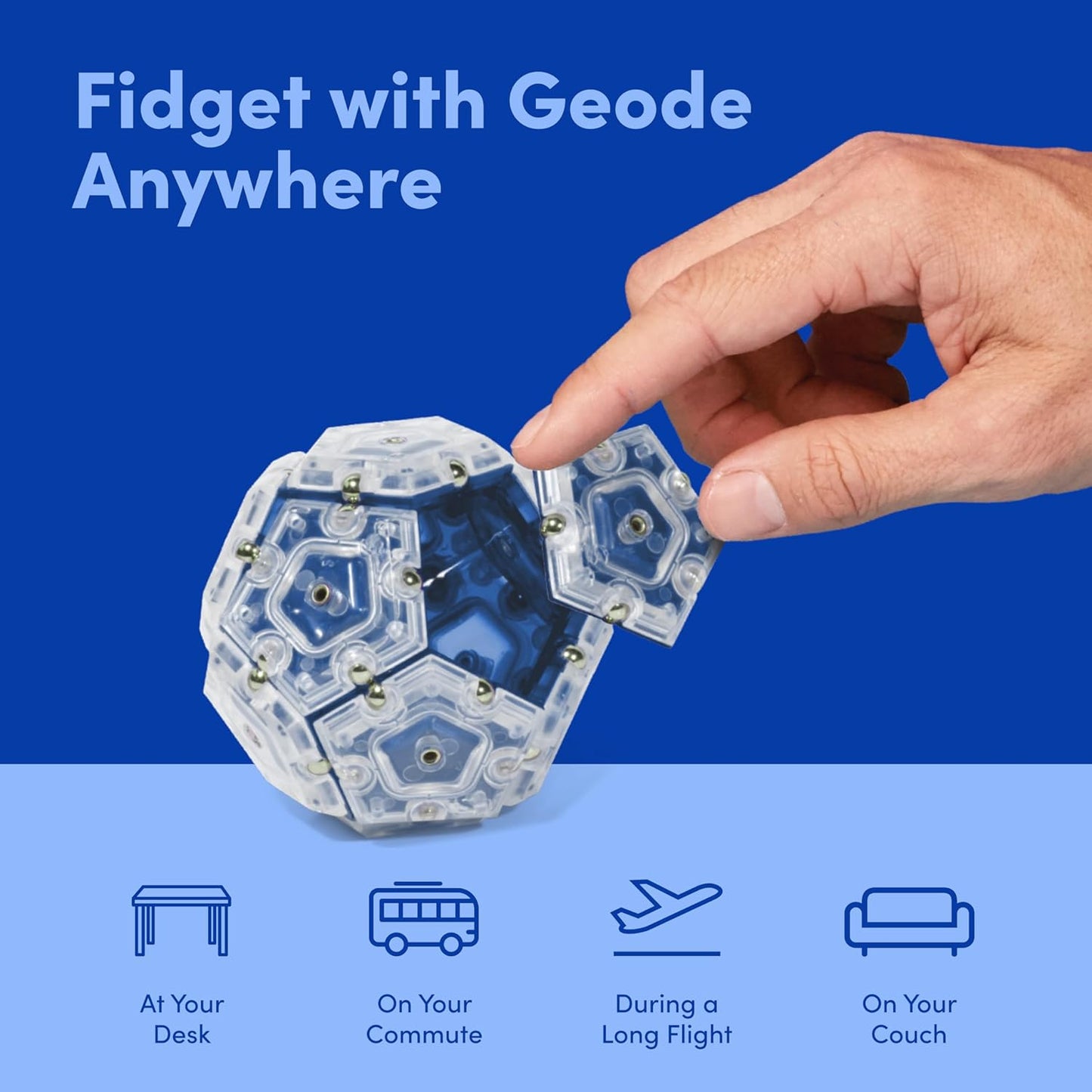 Speks Geode Sphere Magnetic Fidget Toy for Adults | Quiet Adult Sensory Toy for Stress Relief & Anxiety, Office Desk Toy & Top Gadget Gift Idea | Cobalt, 12-Piece Set