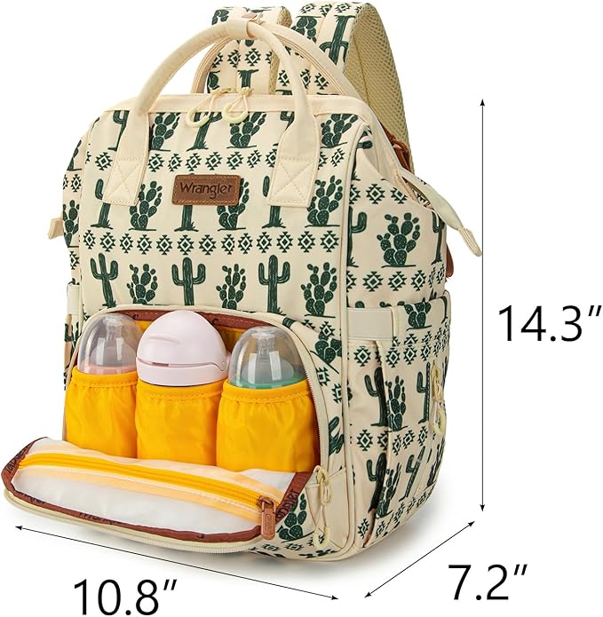 Montana West Wrangler Diaper Bag Backpack Aztec Travel Backpack Purses Western Multi-Function Baby Bags for Mom with Waterproof Insulated Pockets