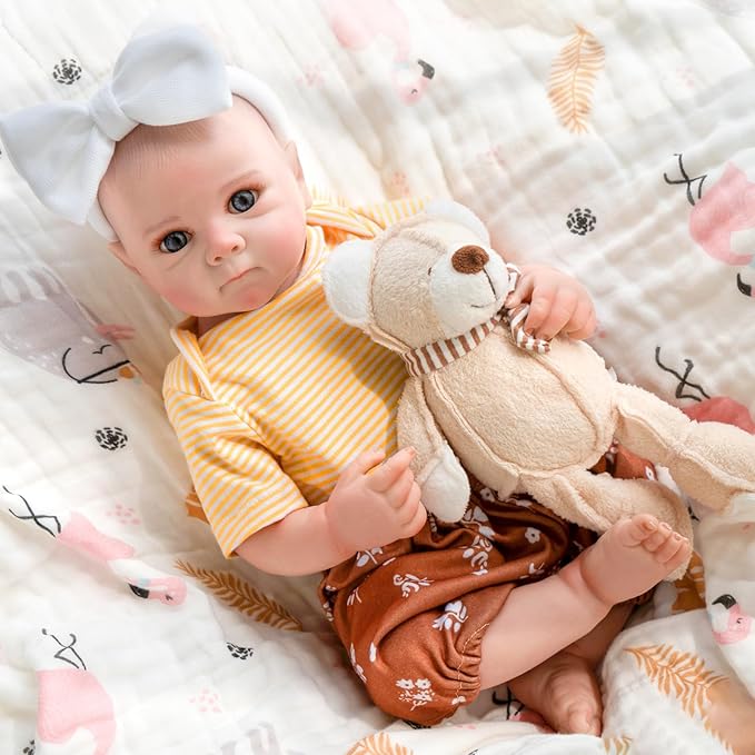 Jirachi Lifelike Reborn Baby Dolls, Real Life Full Body Newborn Baby Girl, 18 Inch Realistic Reborn Baby with Accessories for Girls Yellow