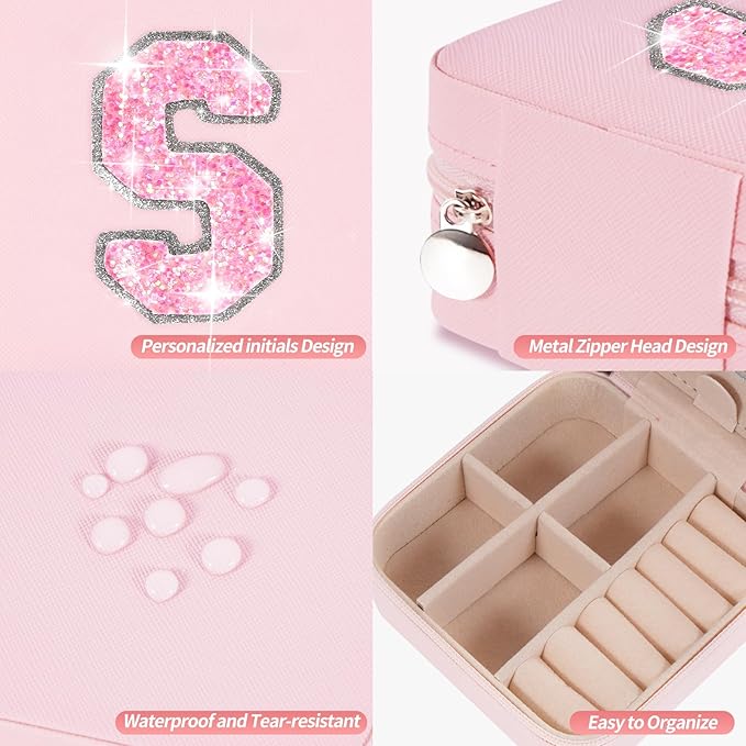 Travel Jewelry Case - Personalized and Aesthetic Jewelry Organizer for Women, Travel Essentials, Birthday Gifts for Girls - Pink,S