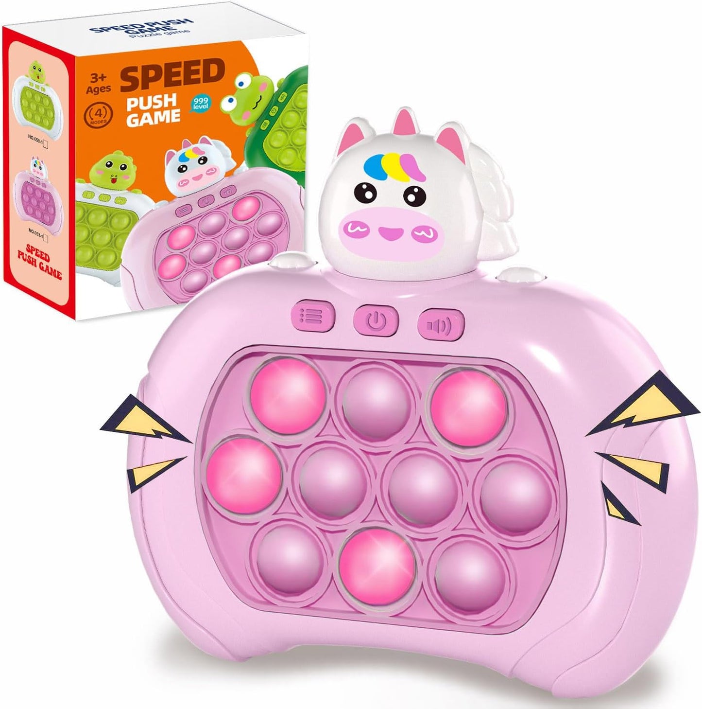 Handheld Game for Kids, Fast Push Game Fidget Toys Quick Press Bubble Game Console, Puzzle Game Machine, Light up Game Sensory Kids Toys for Ages 3-12, Birthday Gift for Boys & Girls & Teens