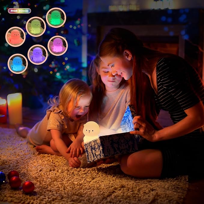 Cute Otter Night Light, LED Squishy Night Lamp, Dimmable Nursery Nightlight for Kids, Rechargeable Timer Touch Lamp, Dorm Decor, Kids Funny Gifts (Otter)