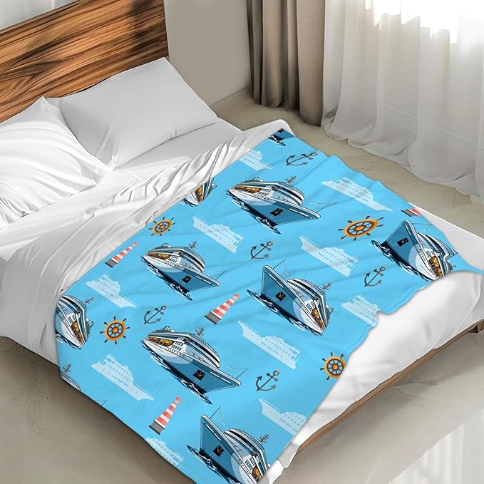Kids Blanket Ship Throw for Boys Men - 60x80 Inches Lightweight Sofa All Season Throw Blankets for Sofa Couch Bed Office Car