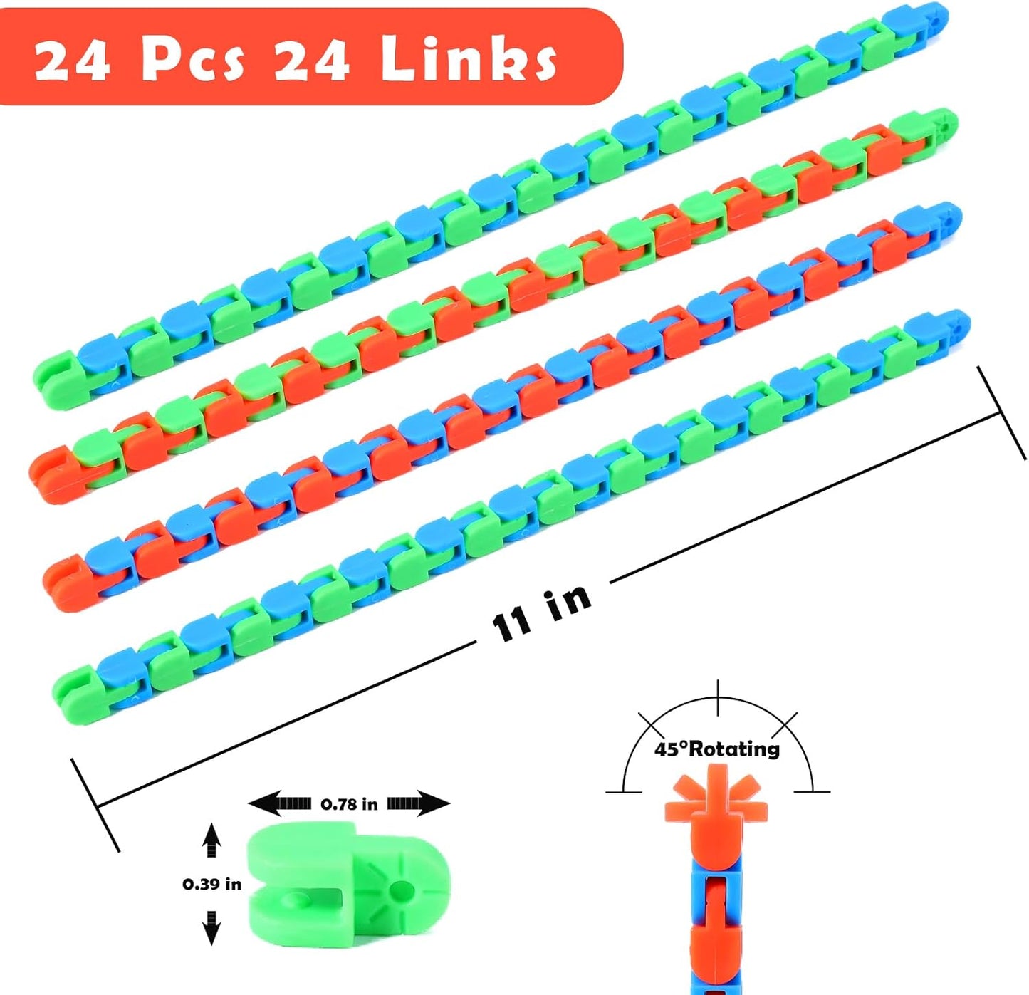 SCIONE 24 Pack Wacky Tracks Fidget Toys Sensory Toys Gifts for Kids Classroom Back to School Gifts Birthday Party Favors Goodie Bags Fillers Snake Click Toys Autism Stress Relief Toys for Kids