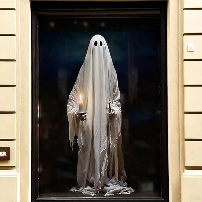 Halloween Window Clings for Glass 2 Sheets Ghost Window Decals Spooky Window Stickers Reusable Windows Cling for Halloween Fall Party Supplies Home School Office Glass Decorations