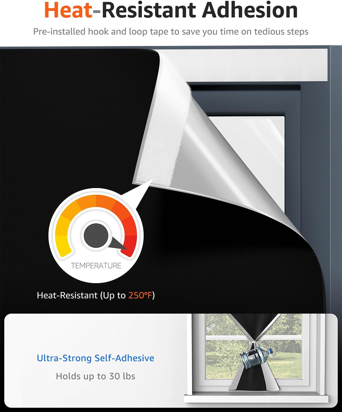 Sumobaby Blackout Curtains for Bedroom Portable 60"x72",No Drill Blackout Shades with Upgraded Hook&Loop Tapes,100% Black Out Window Cover,Thermal Insulated Blinds for Bedroom,Nursery(1 Panel,Black)