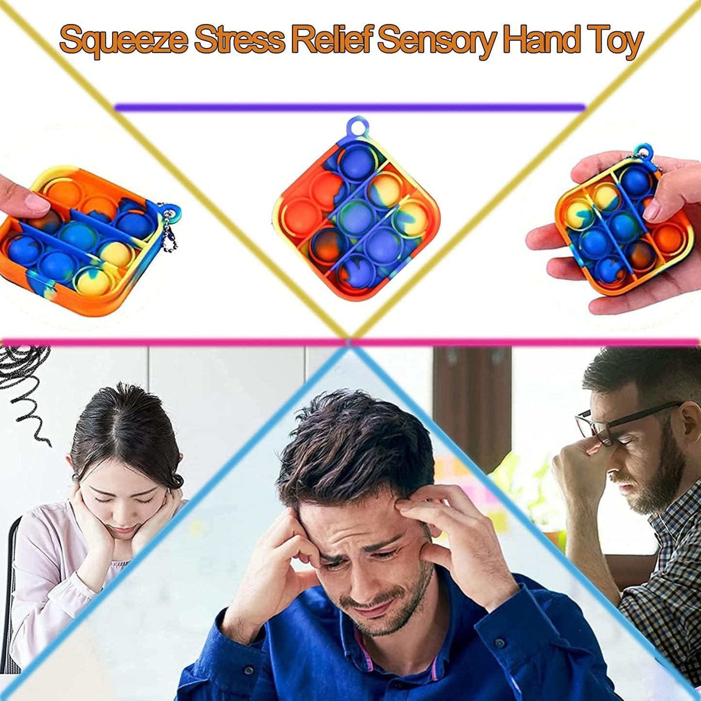 80 pcs Random Color Mini Squeeze Pop Bubble Fidget Sensory Toys, Mini Keychain Wrap Small Relieve Anxiety Stress Toy, Pop Bulk Silicone Classroom Prize for Kids Adult Party Gift