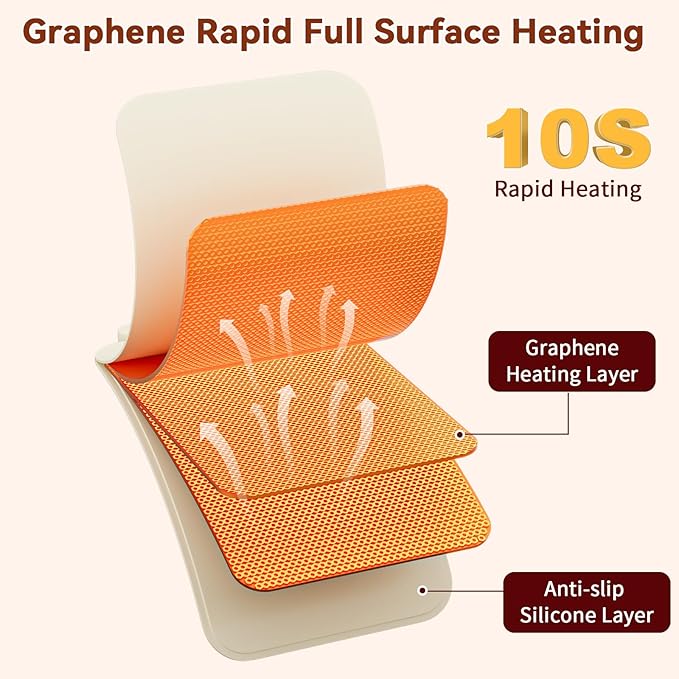 Upgrade Graphene Food Warming Mat for Countertop, Gifts for Mom Wife, Waterproof Electric Warming Tray with 6 Temp Modes for Parties Buffets (Beige)