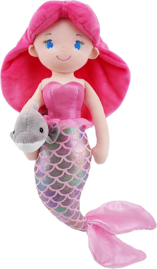 June Garden Atlantic Wonders Series - Mermaid Princess Thalassa Seabreeze - 16" Soft Plush Stuffed Mermaid Doll Gift for Toddler Girls