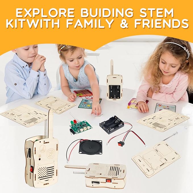 Kids walkie talkies for Boys Girls Age 5-7 8-13 Science Kits for Kids Age 8-10 8-12 12-14 STEM Toysfor 6 7 8 9 10 11 12 13 14+ Years Old Boys Teens DIY Building Crafts
