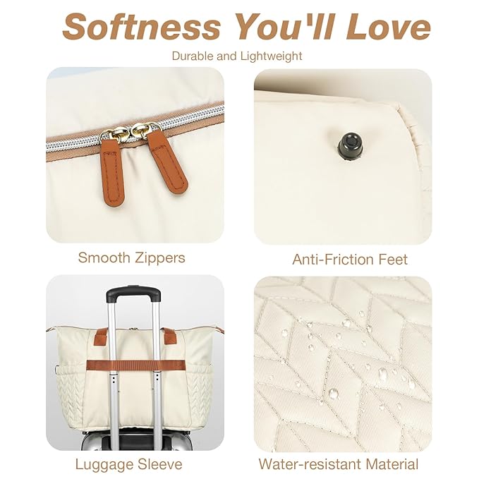 Diaper Bag Tote, Large Baby Diaper Bags Waterproof, Hospital Bag for Labor Delivery with Pacifier Case, Changing Pad, Shoulder Strap, Beige