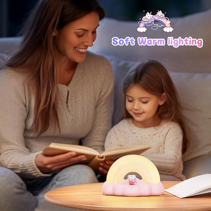 Rainbow Night Light, Kids Light with Three Modes and 30 Min Timing, LED Rechargeable Touch Control Neon Light for Kids Room, Nursery Night Light, Gift for Girls and Boys (Pink)