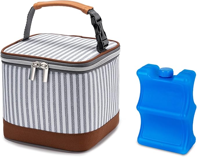 Breastmilk Cooler Bag with Ice Pack Fits 4 Baby Bottles Up to 5 Ounce, Baby Bottle Cooler Bag Great for Nursing Mom Daycare, Straps