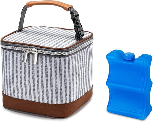 Breastmilk Cooler Bag with Ice Pack Fits 4 Baby Bottles Up to 5 Ounce, Baby Bottle Cooler Bag Great for Nursing Mom Daycare, Straps