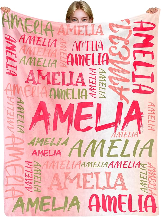 Gowelly Personalized Baby Blanket with Names| Lightweight Soft Flannel Blanket for Kids| Customized Easter Birthday Babyshower Gifts for Baby Newborn and Mom to be