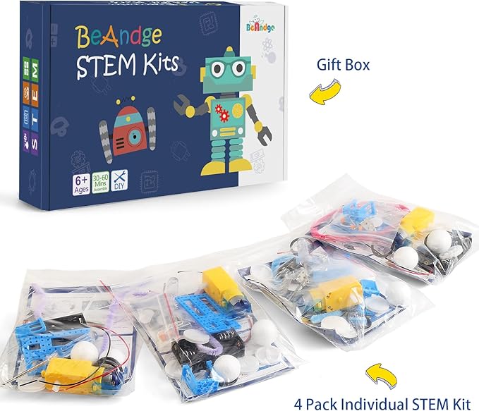 4 Set Bulk Robot Kits for Kids 6-8 8-12, STEM Crafts Robotics Science Projects STEM Toys for Boys Girls, Electronics Building Craft Kit Classroom Activities 1st 2nd 3rd Grade 6 7 8 9 10 11 12 Year Old