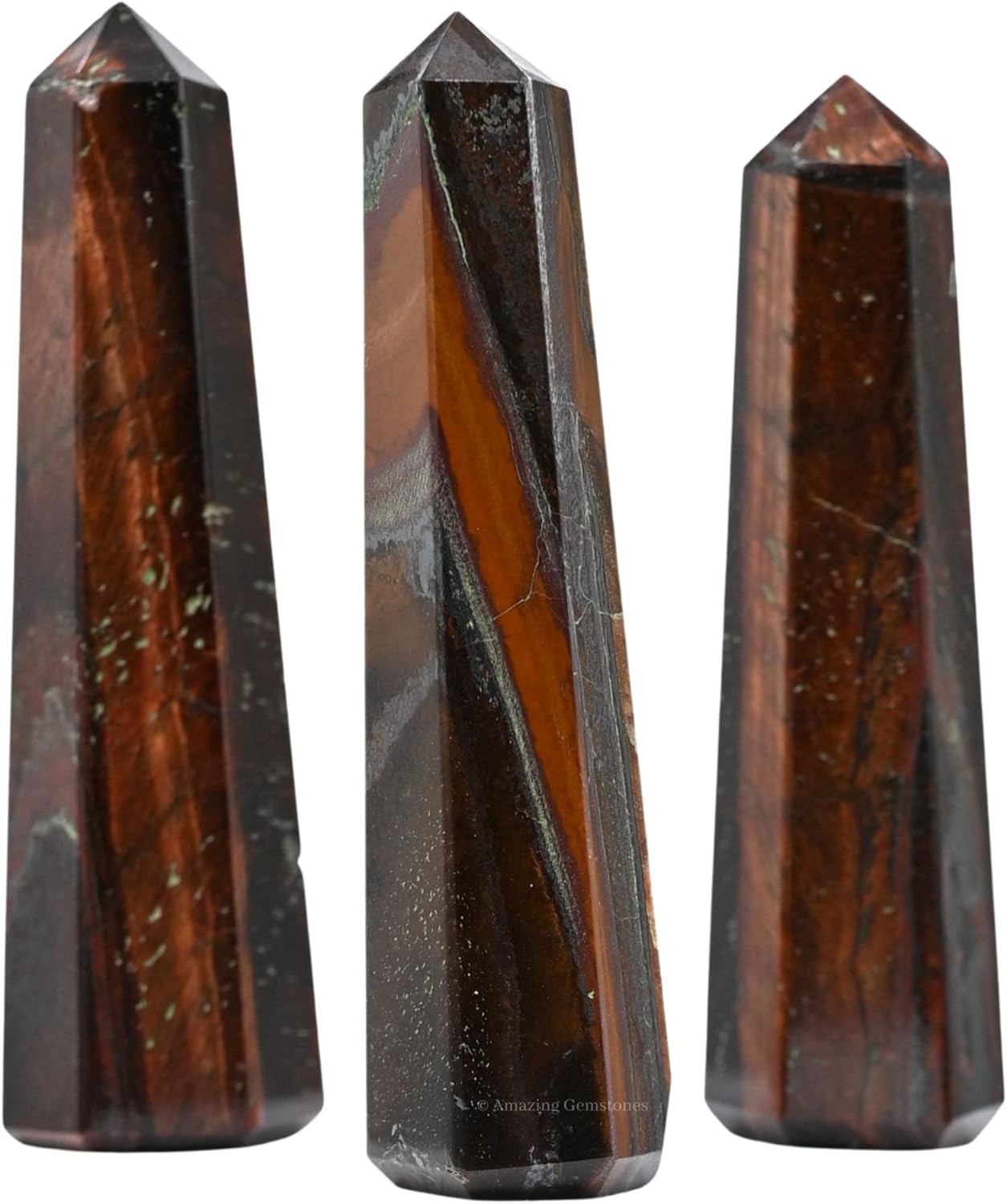Amazing Gemstone Red Tiger Eye Crystal Towers - Natural Healing Crystal Point Obelisk for Reiki Healing and Crystal Grid (2 Inch to 3 Inch)