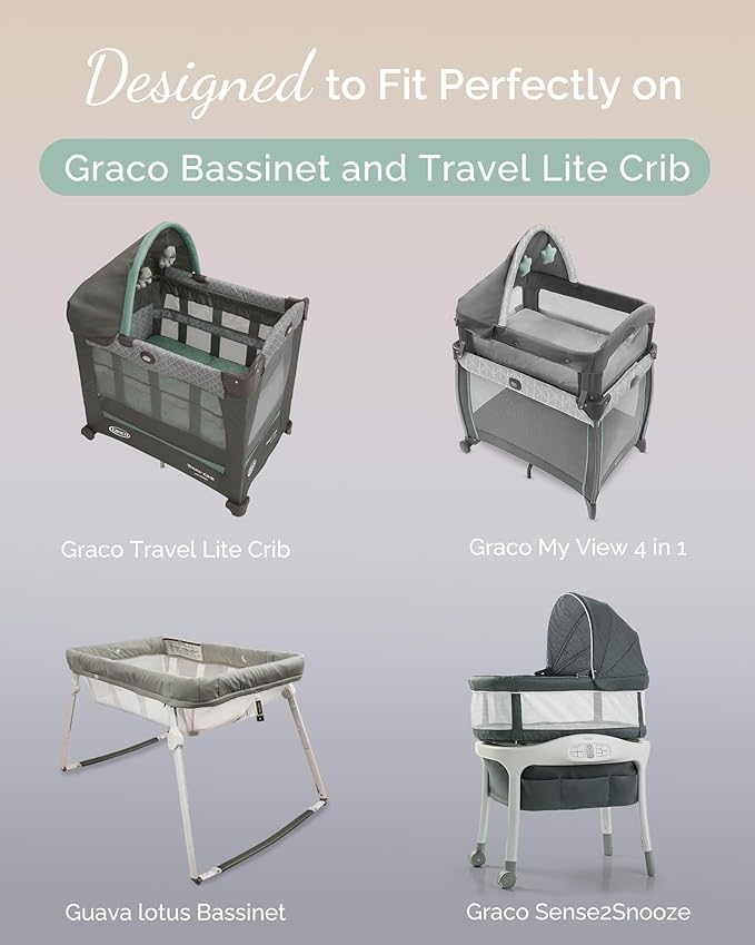 Bassinet Sheets 20x30 Inch for Graco Travel Lite Crib, Sense2Snooze, My View 4 in 1, Dream Suite and Guava Bassinet - Buttery Soft, Premium Stretchy Jersey Sheets, Navy + Grey + Cloud, 3 Pack