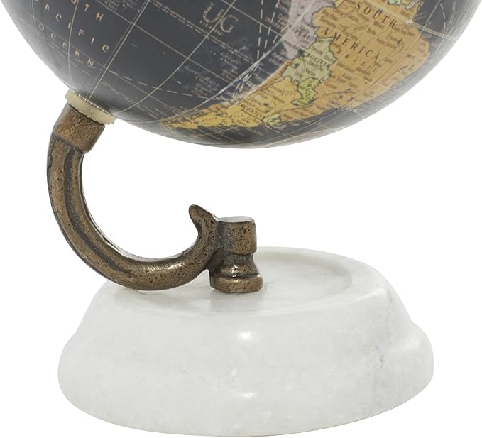 Deco 79 Modern Plastic Globe with Marble Base, 5" x 5" x 8", Black