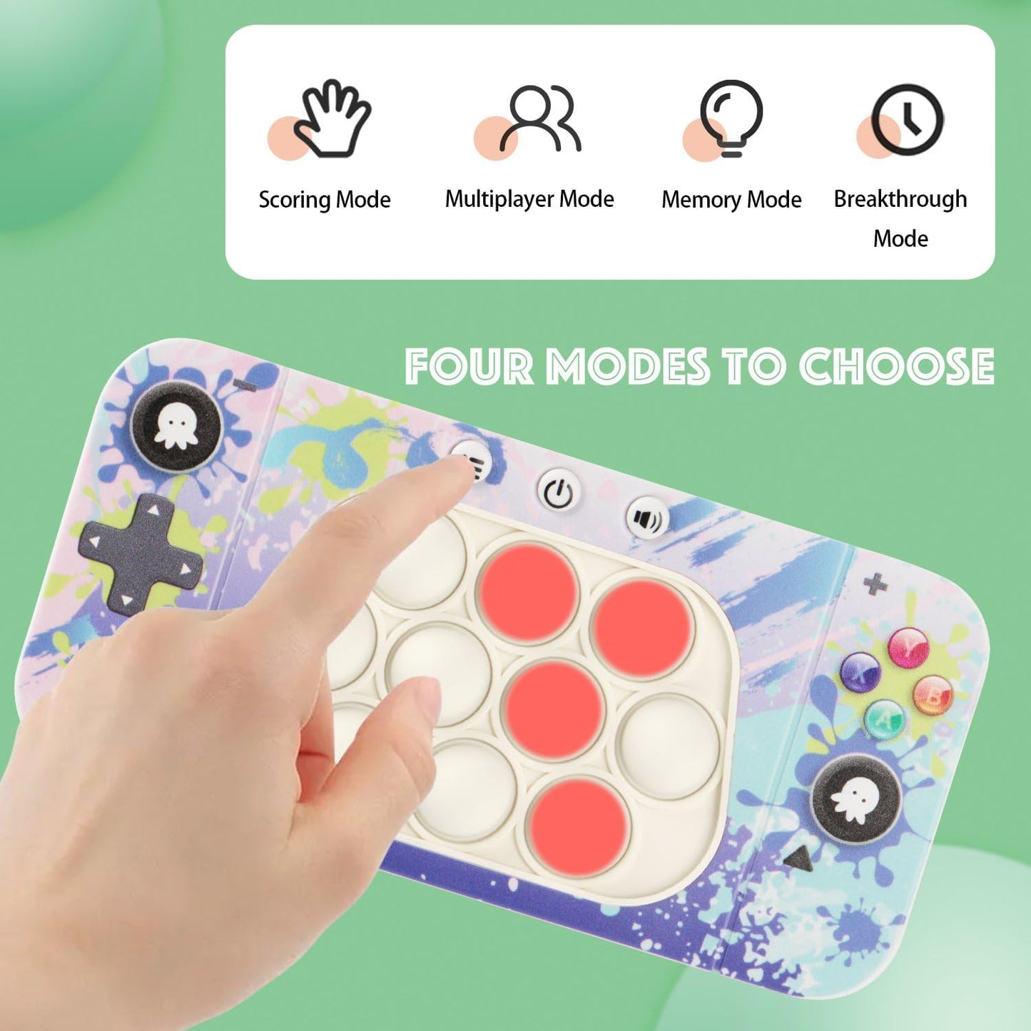 Quick Push Bubbles Pop Fidget Toy It Game, Fast Push Light Up Pop Interactive Sensory Toy, Fast Push Button Game for Kids Adult, Stress Relief Handheld Game Present Toy for 3 4 5 6 7 Year Boy Girl