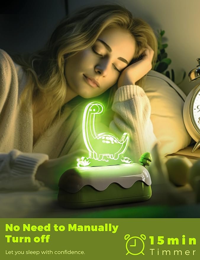 L LOHAS LED Cute Dinosaur Night Light, Kawaii Dinosaur Desk Lamp for Kids, Cute Desk Decor, USB Rechargeable, RGB, Night Light for Bedroom, Bedside, Living Room, Dining, Desk Decor, Gift