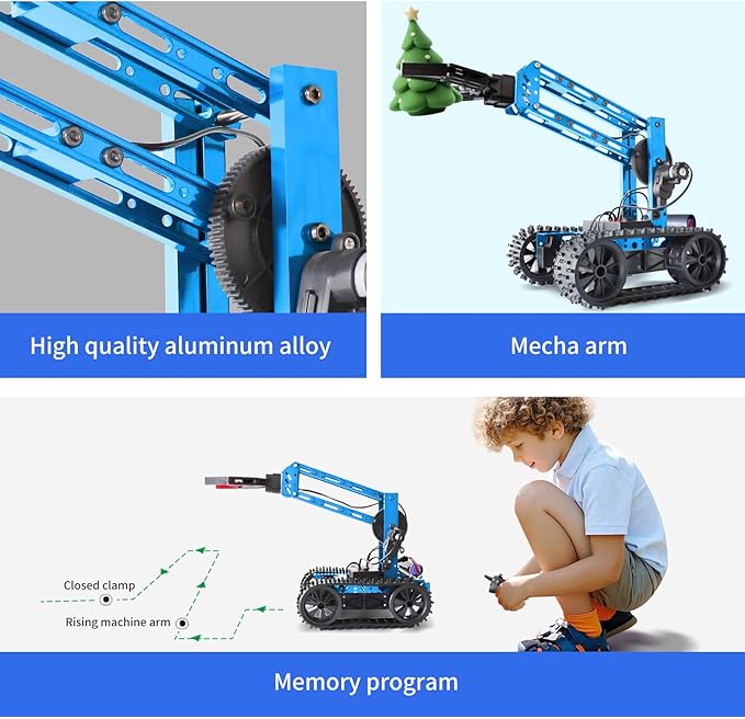 VANLINNY Robotic Arm Kit, Robot Kit for Kids Age 8+,STEM Building Toys 4-DOF Electronic Programming DIY Robots for Boys and Girls, Educational Science Projects,Cool Xmas Birthday Gifts for Kids.