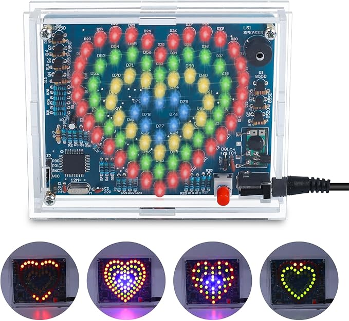 Soldering Practice Kit, Heart-Shaped LED Light DIY Soldering Project Kit with 20 Flashing Effects, DIY Electronics Kit for Home School Training Learning, Perfect Presents for Lovers/Family