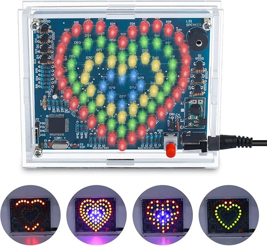 Soldering Practice Kit, Heart-Shaped LED Light DIY Soldering Project Kit with 20 Flashing Effects, DIY Electronics Kit for Home School Training Learning, Perfect Presents for Lovers/Family
