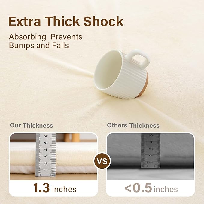 Baby Play Mat for Floor,1.3" Thick Soft Foam Playpen Mat with Removable Washable Cover,Waterproof & Anti-Slip 50" x 50" Nursery Rug for Tummy Time,Kids Crawling Mat for Toddlers Infant, Beige