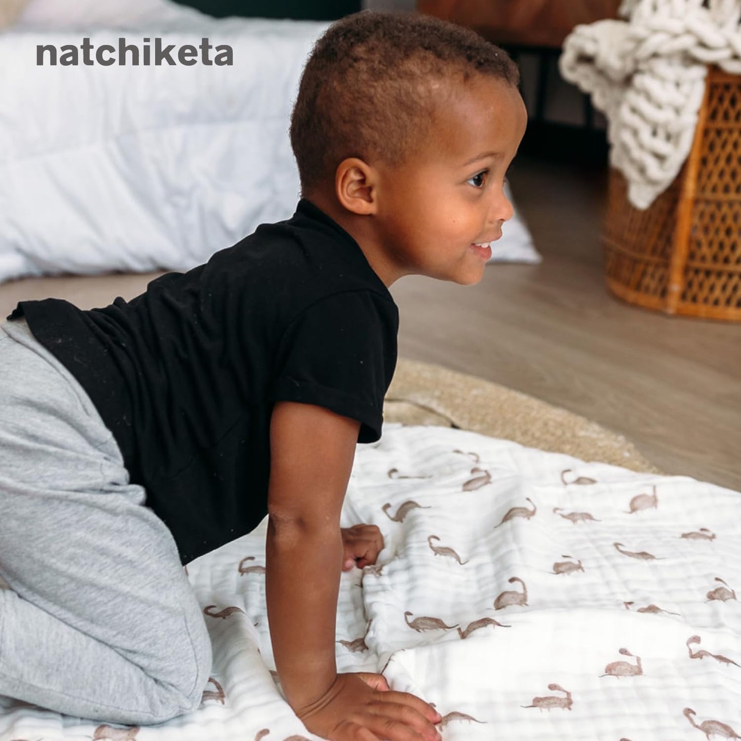 Organic Cotton Muslin Baby Blanket for Boys and Girls - Luxurious Soft Toddler Quilt for Swaddling - Gender Neutral Blankets Makes a Great Gator on The Go