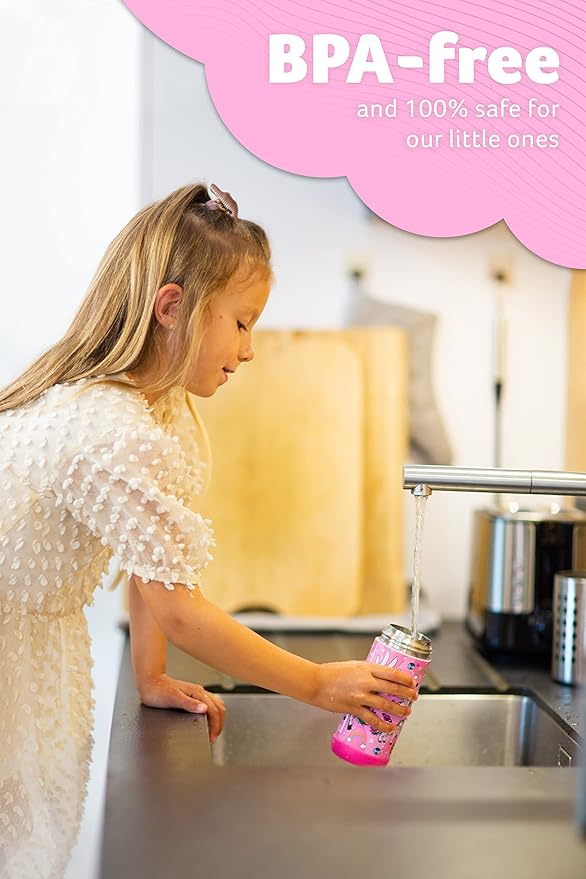 Jarlson® Mali Children's Water Bottle, Thermal Stainless Steel Water Bottle, BPA-Free, Leak-Proof, Children's Bottle with Chug Lid, Bottle for School, Nursery (Unicorn 'Star', 350 ml)