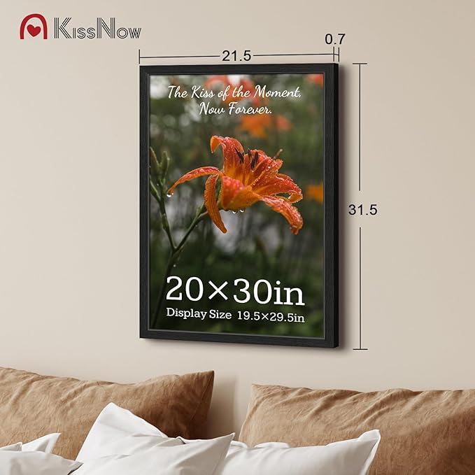 20x30 Poster Frame 2 Pack, Textured Black Solid Wood, Wall Gallery Picture Frame