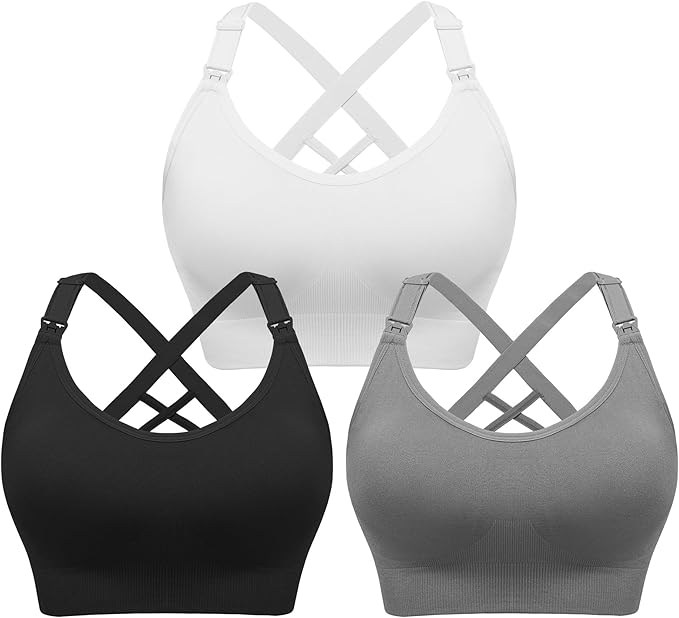 Angelhood Nursing Bras for Breastfeeding, Seamless Nursing Sports Bra Support Yoga Maternity Bras Pregnancy Sleep Bralette