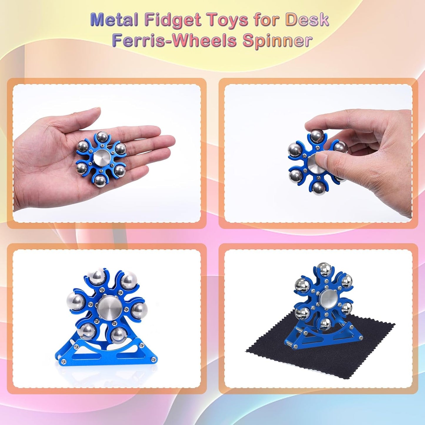 Desk-Fidget-Toys Ferris-Wheels-Spinner: Metal Kinetic-Fidget-Spinner 4mins, EDC-Toy Cool-Gadgets for School Office Christmas, ADHD Tools Gift Cool-Stuff Stress Relief Gift for Kid Children Teen Adult