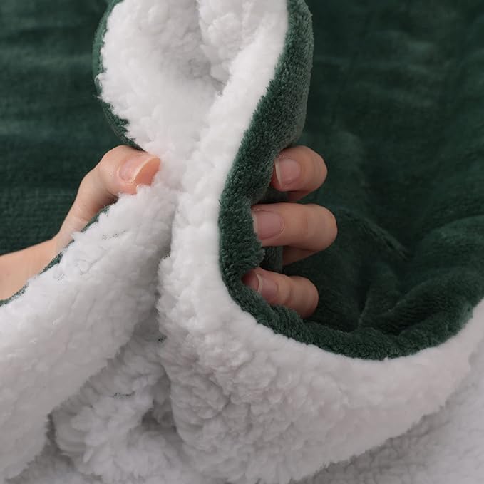 NANPIPER King Size Sherpa Blanket, Soft Fleece Throw for Bed, Reversible Thick Fuzzy Blanket for Winter (Olive Green, 90x108 inches)